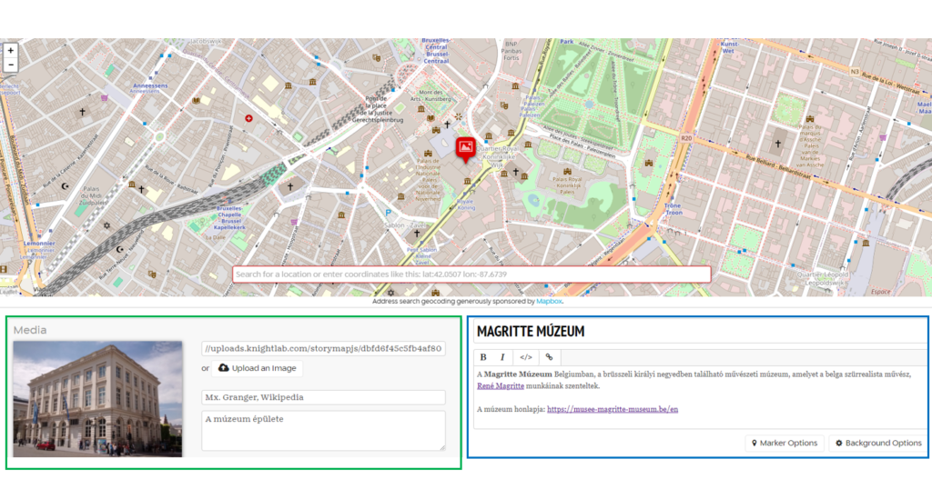 StoryMapJS szerkesztő